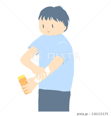 日焼け止めを塗る男性のイラスト 116115175