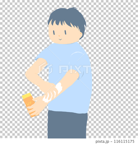 日焼け止めを塗る男性のイラスト 116115175