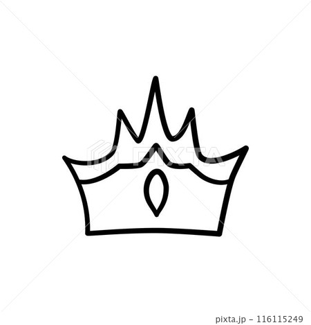 Sketch crown. Simple graffiti crowning, elegant queen or king crowns hand drawn. Royal imperial coronation symbol, monarch majestic jewel tiara isolated icon vector illustration 116115249