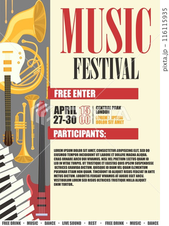 Free music festival entertainment advertisement vector illustration 116115935