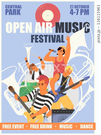 Open air music festival in central park advertising banner 116115961