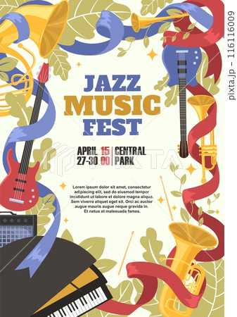 Jazz music live festival advertising flyer vector illustration 116116009