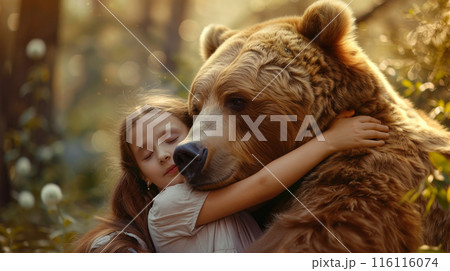 A girl hugging with bear 116116074