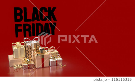 The Black Friday text and gift box for offer or advertising concept 3d rendering. The Black Friday text and gift box for offer or advertising concept 3d rendering. 116116319