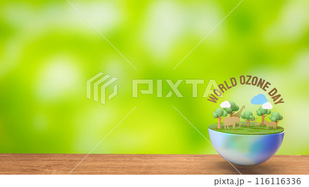 The earth and text for world ozone day concept 3d rendering. The earth and text for world ozone day concept 3d rendering. 116116336