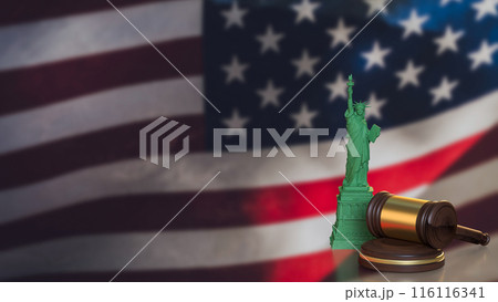 The statue of liberty and wood hammer for law concept 3d rendering. The statue of liberty and wood hammer for law concept 3d rendering. 116116341