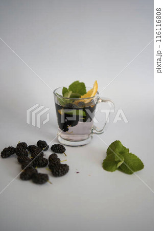 cold homemade mojito, soda with mulberry cold homemade mojito, soda with mulberry 116116808