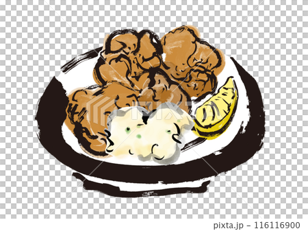 チキン南蛮の手書き和風筆イラスト チキン南蛮の手書き和風筆イラスト 116116900