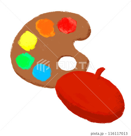 パレットの絵の具　クレヨンタッチイラスト 116117013