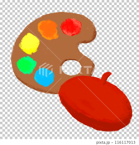 パレットの絵の具　クレヨンタッチイラスト 116117013