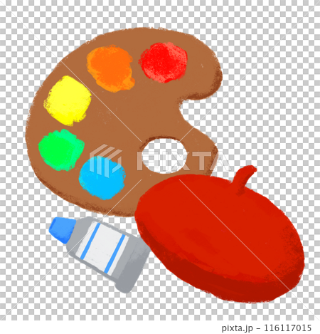 Paints on a palette: Crayon-style illustrations 116117015