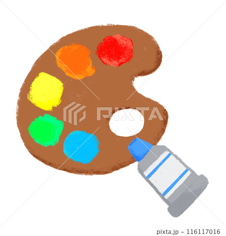 パレットの絵の具 クレヨンタッチイラスト パレットの絵の具 クレヨンタッチイラスト 116117016