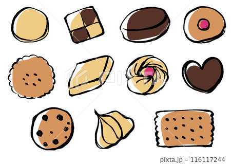 筆タッチのクッキーのイラストセット 116117244