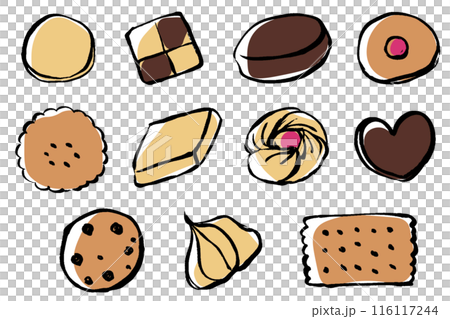 筆タッチのクッキーのイラストセット 116117244
