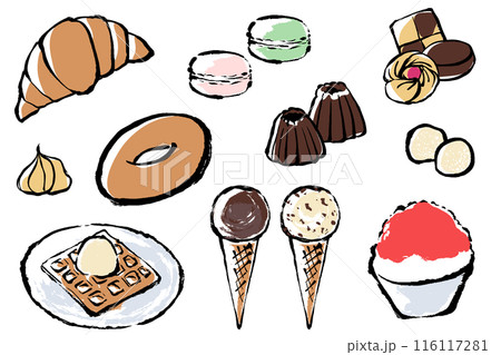 さまざまなスイーツのイラストセット 116117281