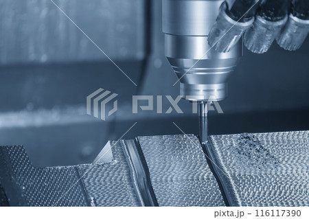 The CNC milling machine cutting  mold part by solid ball end mill tool. 116117390