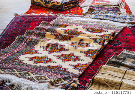 luxury oriental arabic carpets at bazaar in Turkey in Istanbul luxury oriental arabic carpets at bazaar in Turkey in Istanbul 116117785