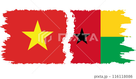 Guinea Bissau and Vietnam grunge flags connection vector 116118086