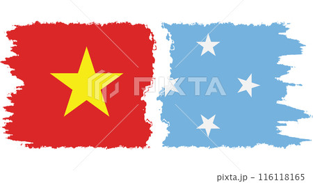 Federated States of Micronesia and Vietnam grunge flags connection v 116118165