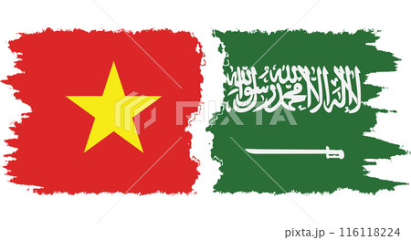 Saudi Arabia and Vietnam grunge flags connection vector 116118224
