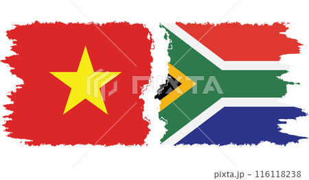 South Africa and Vietnam grunge flags connection vector 116118238