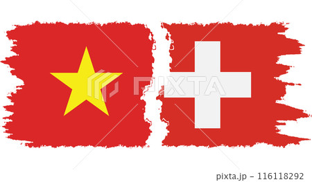Switzerland and Vietnam grunge flags connection vector 116118292
