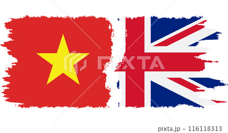 UK and Vietnam grunge flags connection vector 116118313