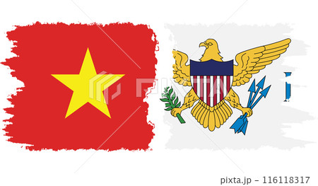 United States Virgin Islands and Vietnam grunge flags connection vector 116118317