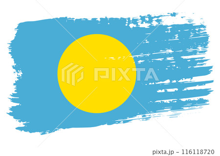 Palau flag, wide brush stroke on transparent background vector Palau flag, wide brush stroke on transparent background vector 116118720