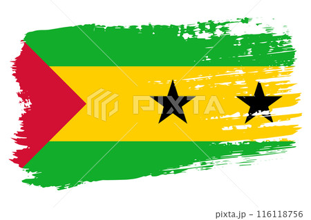 Sao Tome and Principe flag, wide brush stroke on transparent background vector Sao Tome and Principe flag, wide brush stroke on transparent background vector 116118756