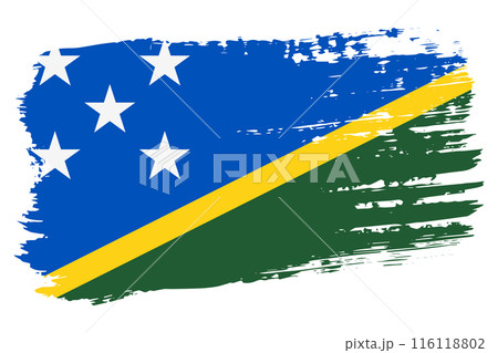 Solomon Islands flag, wide brush stroke on transparent background vector Solomon Islands flag, wide brush stroke on transparent background vector 116118802