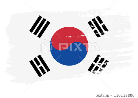 South Korea flag, wide brush stroke on transparent background vector 116118806