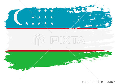 Uzbekistan flag, wide brush stroke on transparent background vector 116118867