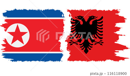 Albania and North Korea grunge flags connection vector 116118900