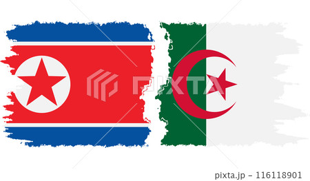 Algeria and North Korea grunge flags connection vector 116118901