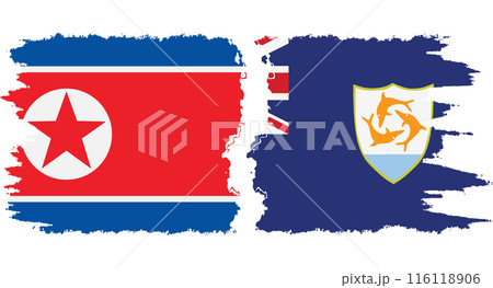 Anguilla and North Korea grunge flags connection vector 116118906