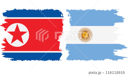 Argentina and North Korea grunge flags connection vector 116118910