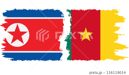 Cameroon and North Korea grunge flags connection vector 116119014
