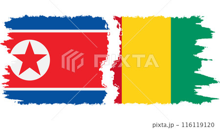 Guinea and North Korea grunge flags connection vector 116119120
