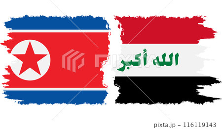 Iraq and North Korea grunge flags connection vector 116119143