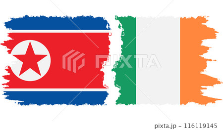 Ireland and North Korea grunge flags connection vector 116119145