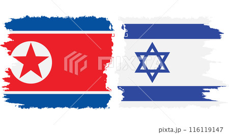 Israel and North Korea grunge flags connection vector 116119147