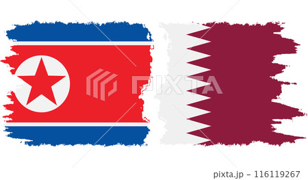 Qatar and North Korea grunge flags connection vector 116119267