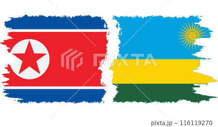 Rwandan and North Korea grunge flags connection vector 116119270