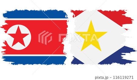 Saba and North Korea grunge flags connection vector 116119271