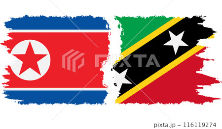 Saint Kitts and Nevis and North Korea grunge flags connection vector 116119274