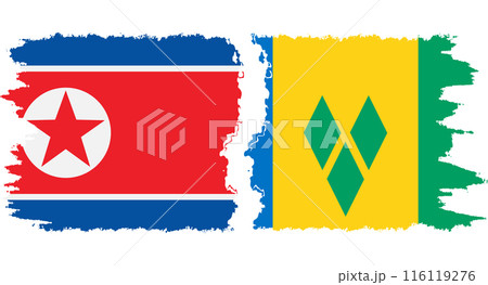 Saint Vincent and the Grenadines and North Korea grunge flags connection 116119276