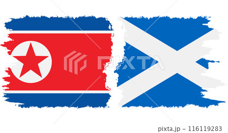 Scotland and North Korea grunge flags connection vector 116119283