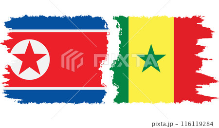 Senegal and North Korea grunge flags connection vector 116119284