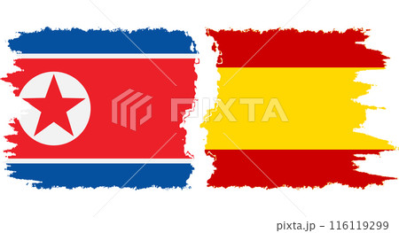 Spain and North Korea grunge flags connection vector 116119299